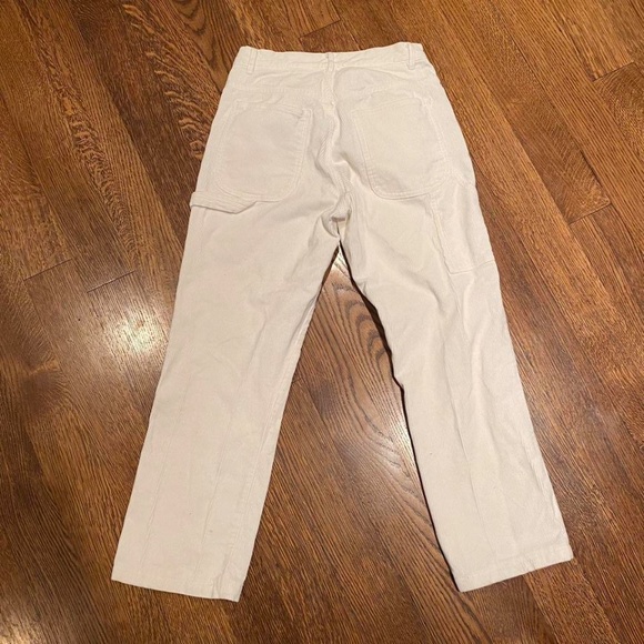 Brandy Melville White Corduroy Carpenter Pants - Picture 2 of 4